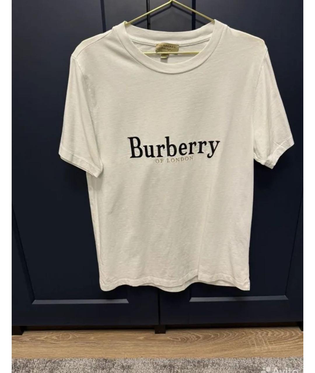 BURBERRY Белая хлопковая футболка, фото 3