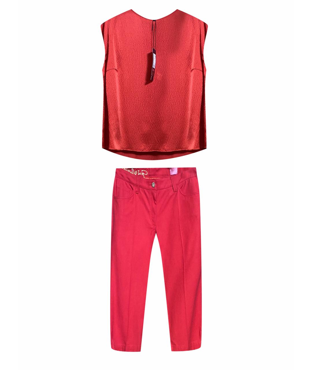 ESCADA Красный шелковый костюм с брюками, фото 1