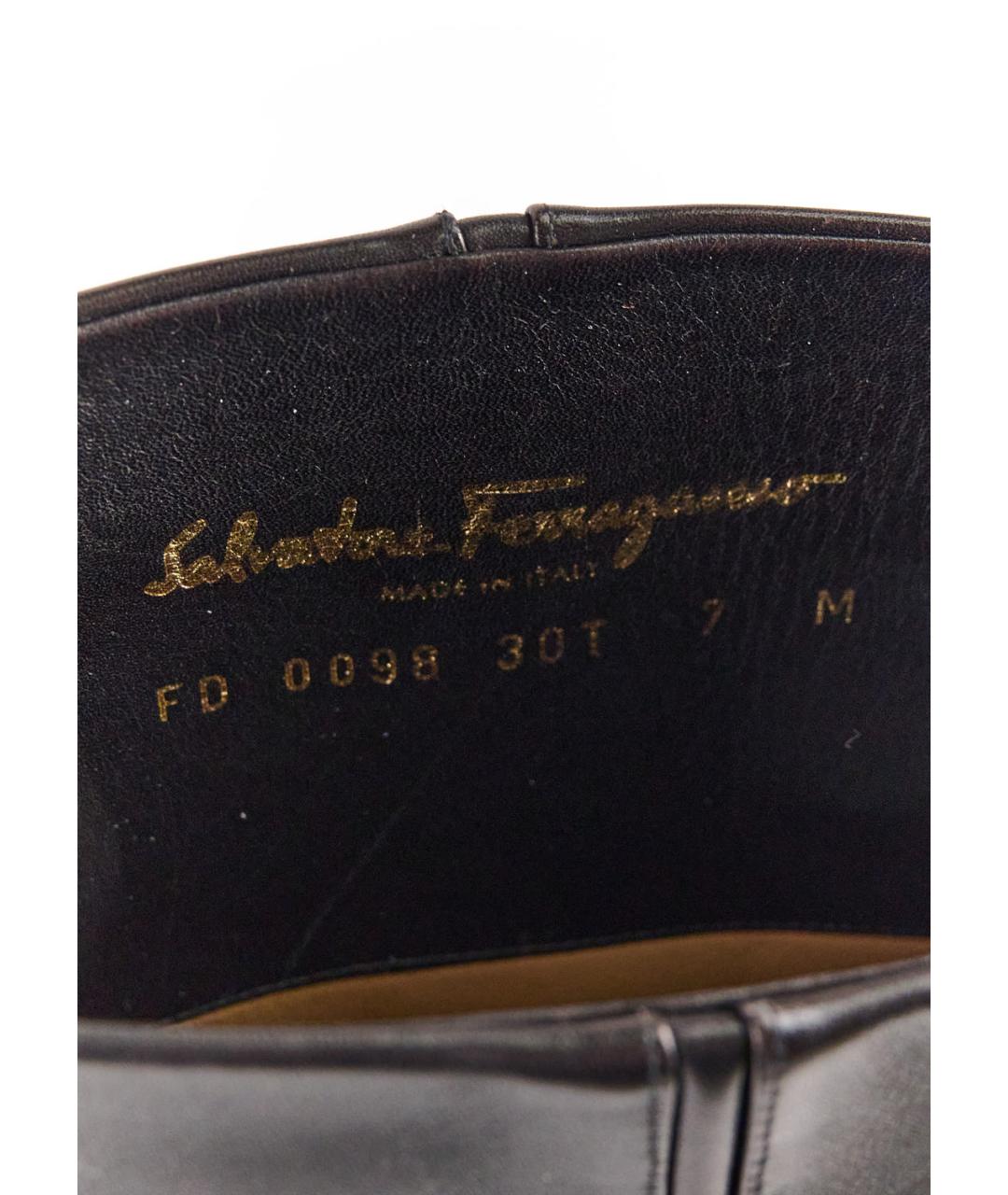 SALVATORE FERRAGAMO Черные кожаные сапоги, фото 5