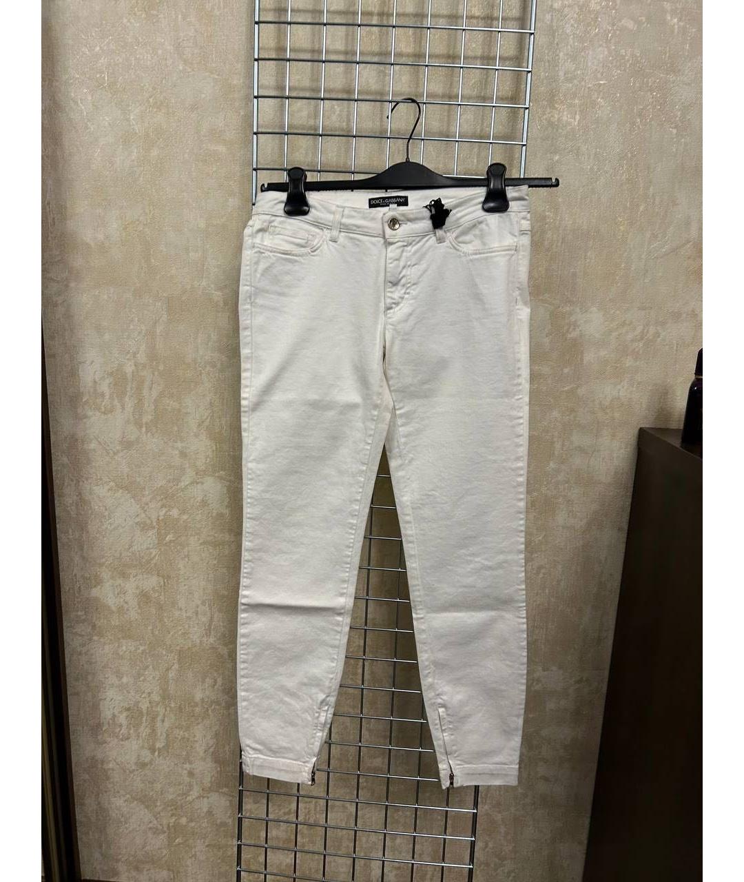 DOLCE&GABBANA Белые хлопковые джинсы слим, фото 6