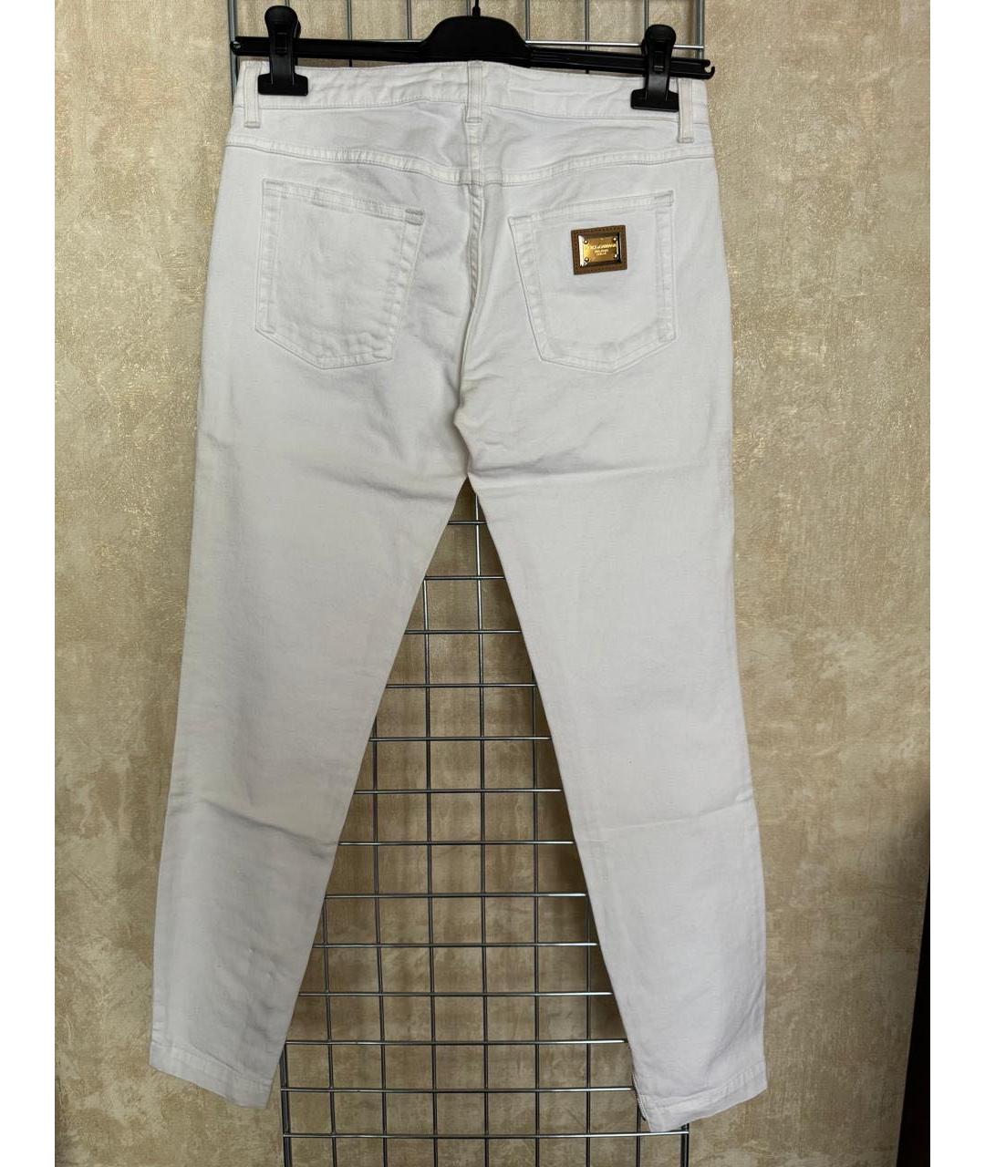 DOLCE&GABBANA Белые хлопковые джинсы слим, фото 2