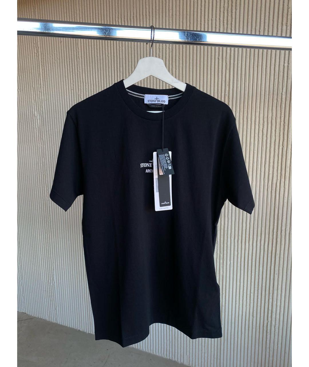 STONE ISLAND Черная хлопковая футболка, фото 2