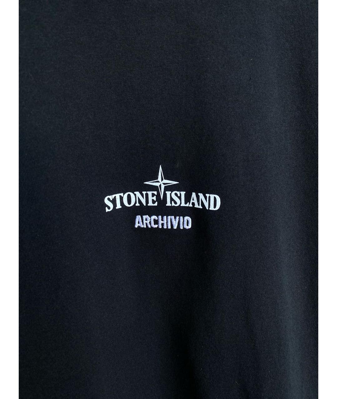 STONE ISLAND Черная хлопковая футболка, фото 5