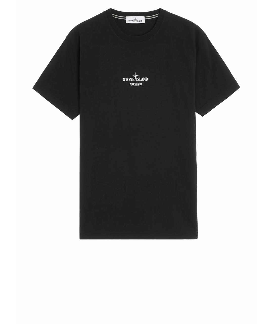 STONE ISLAND Черная хлопковая футболка, фото 1