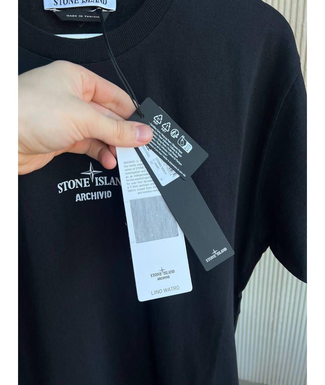 STONE ISLAND Черная хлопковая футболка, фото 7