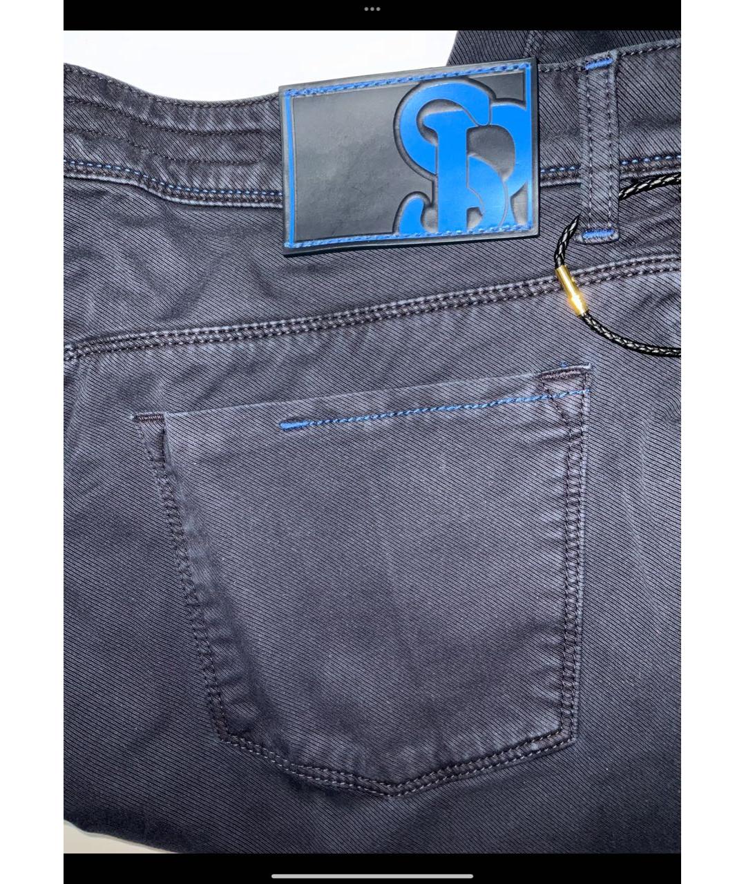 STEFANO RICCI Темно-синие хлопко-эластановые джинсы скинни, фото 3