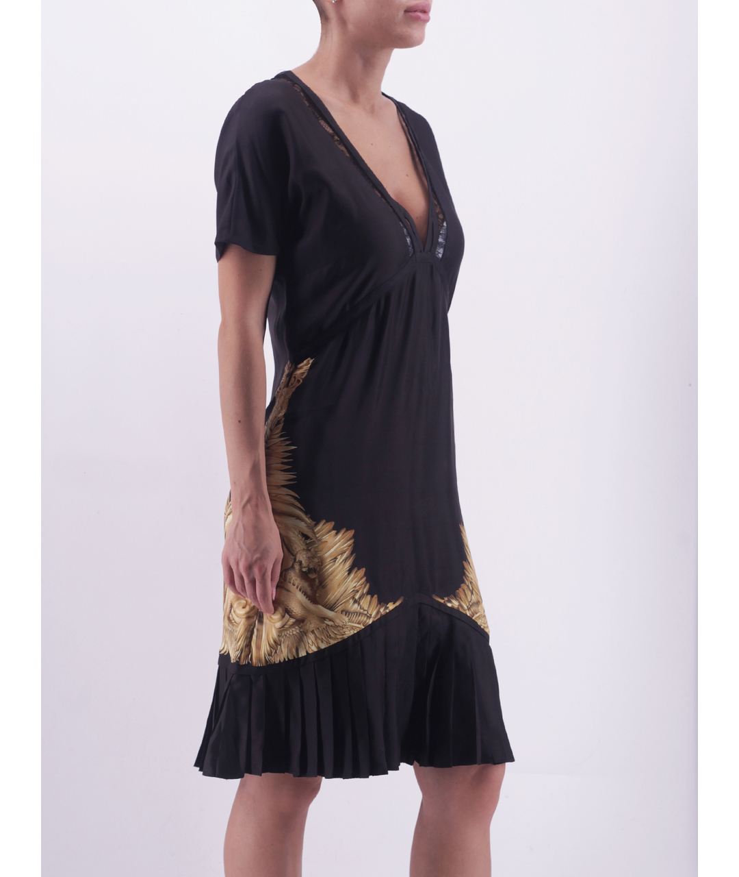 ROBERTO CAVALLI Черное шелковое повседневное платье, фото 2