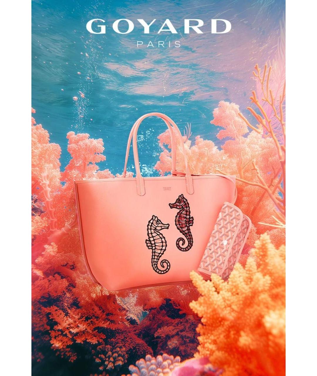 GOYARD Коралловая кожаная сумка тоут, фото 3