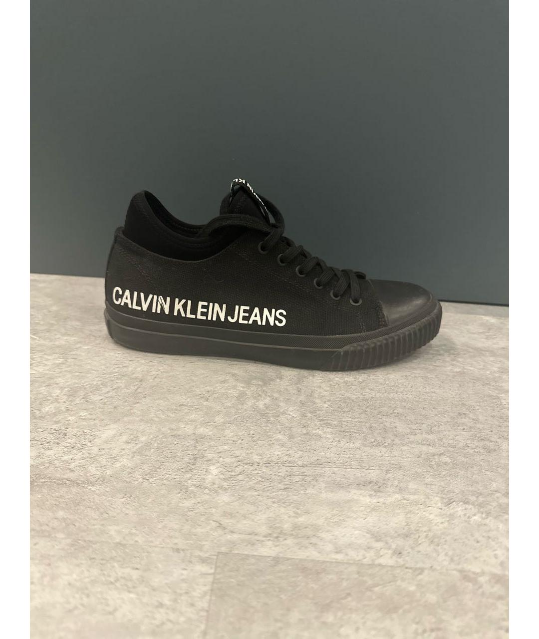 CALVIN KLEIN JEANS Черные текстильные низкие кроссовки / кеды, фото 6