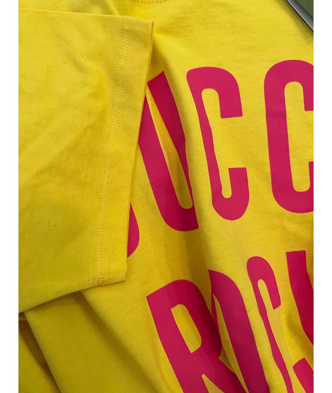 GUCCI Желтая хлопко-эластановая футболка, фото 3