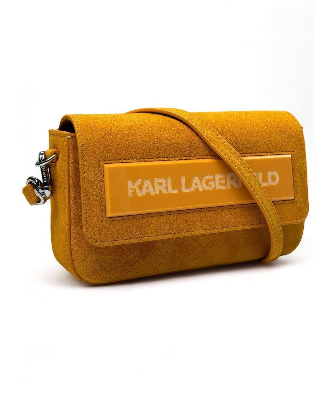 KARL LAGERFELD Оранжевая замшевая сумка через плечо, фото 2