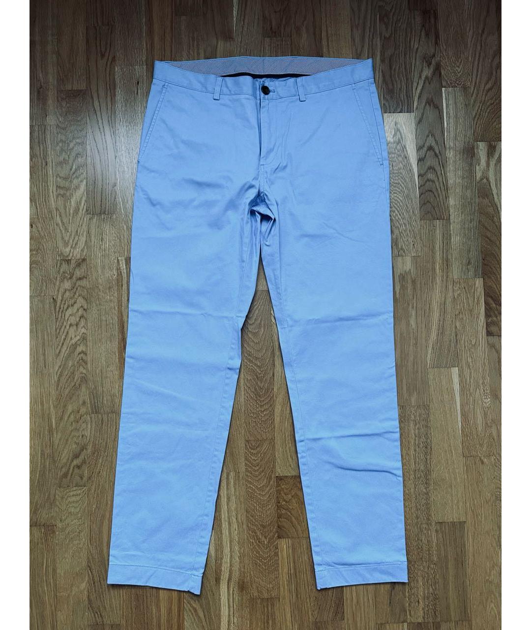 BROOKS BROTHERS Голубые хлопко-эластановые повседневные брюки, фото 2