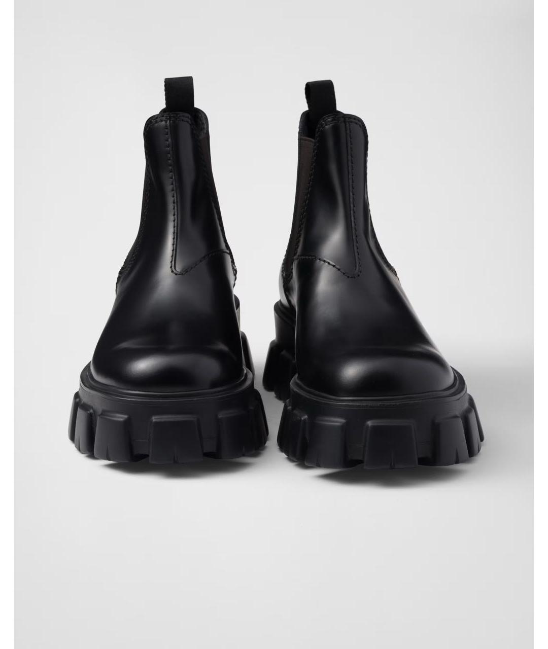 PRADA Черные кожаные высокие ботинки, фото 2
