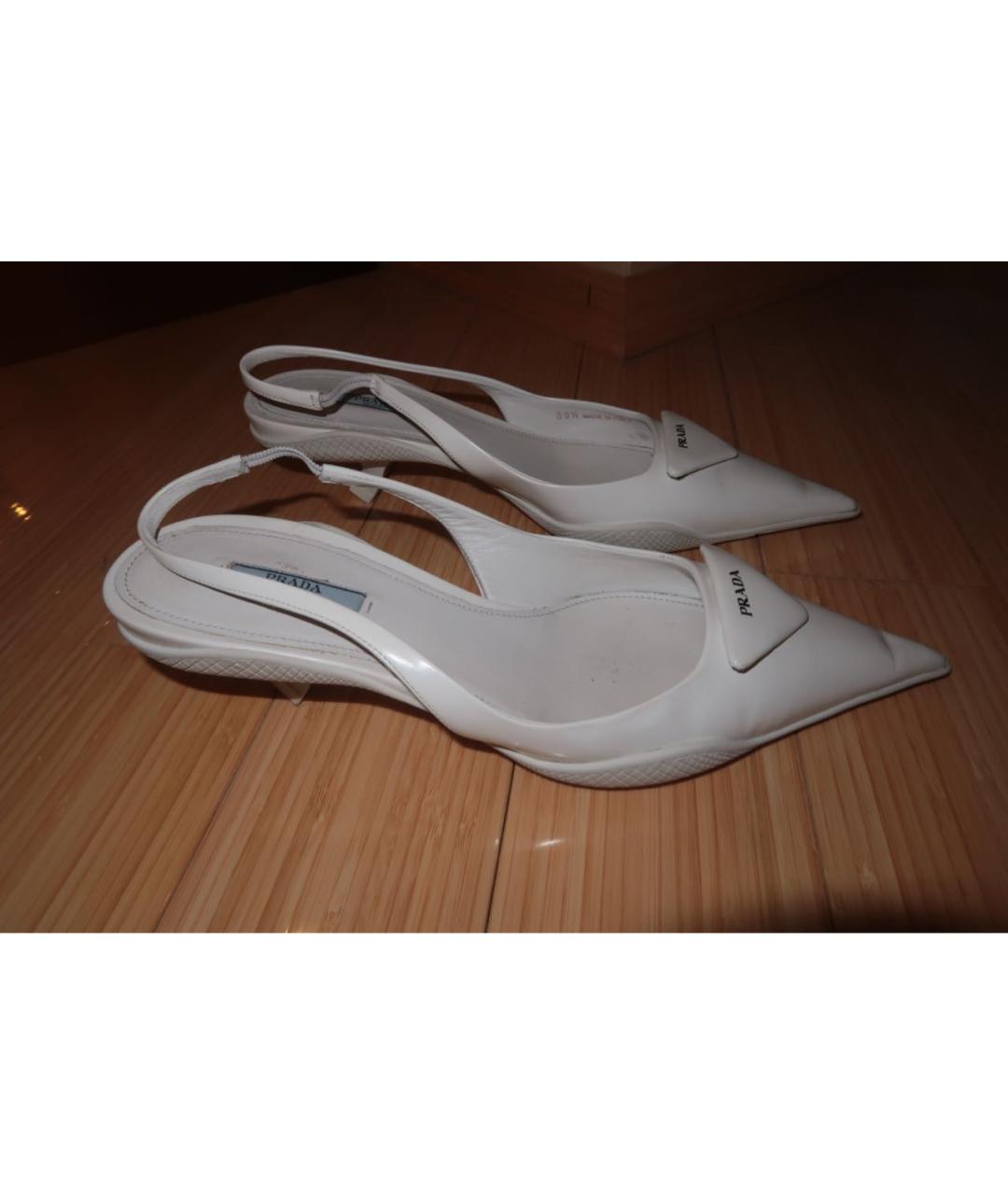 PRADA Белые кожаные туфли, фото 6