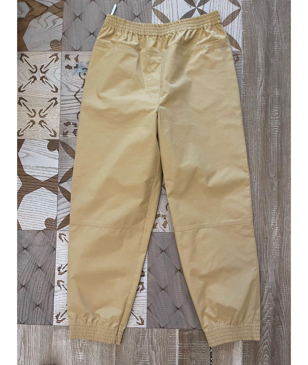 LOEWE Горчичные хлопковые прямые брюки, фото 4