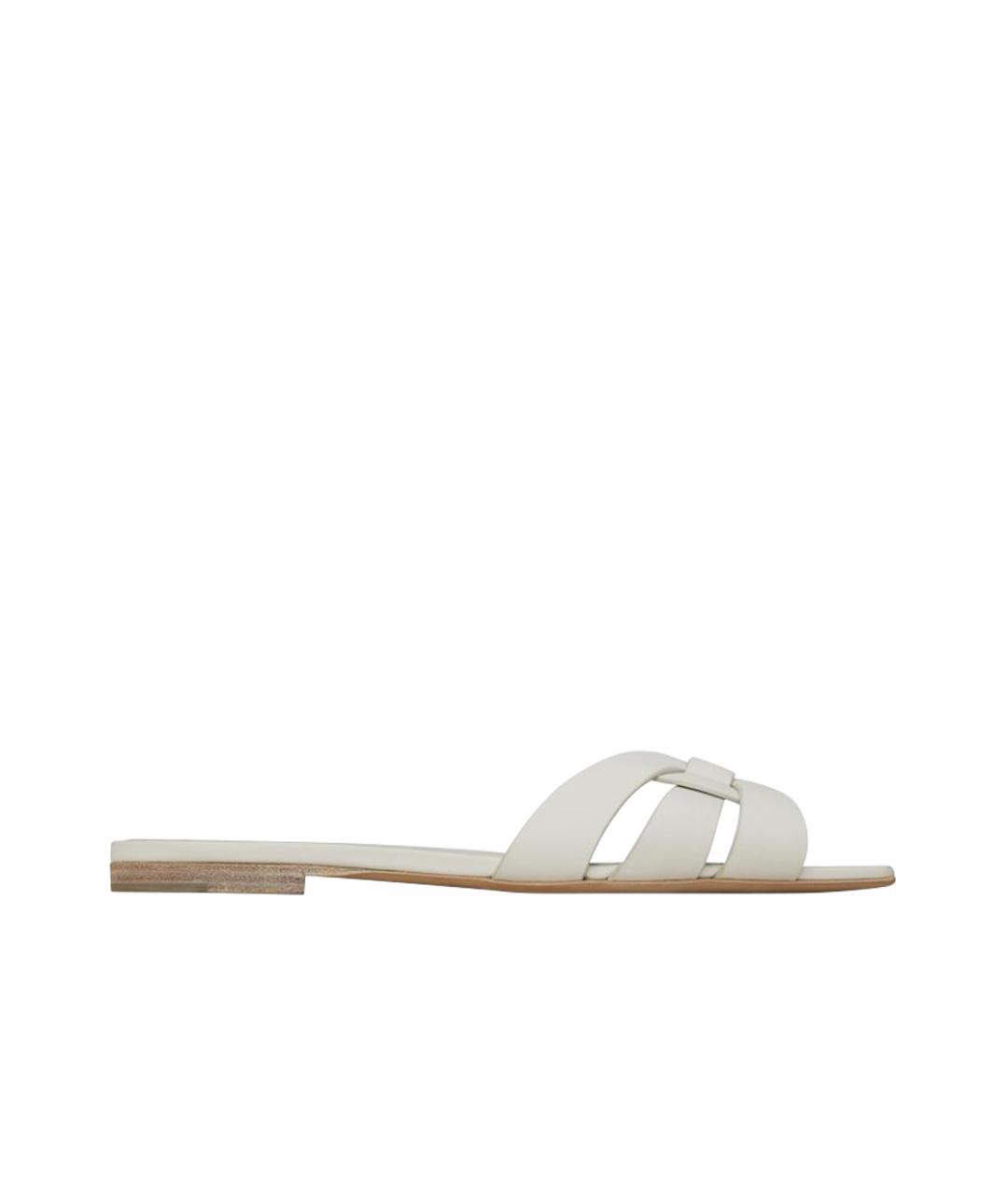SAINT LAURENT Белые кожаные сандалии, фото 1