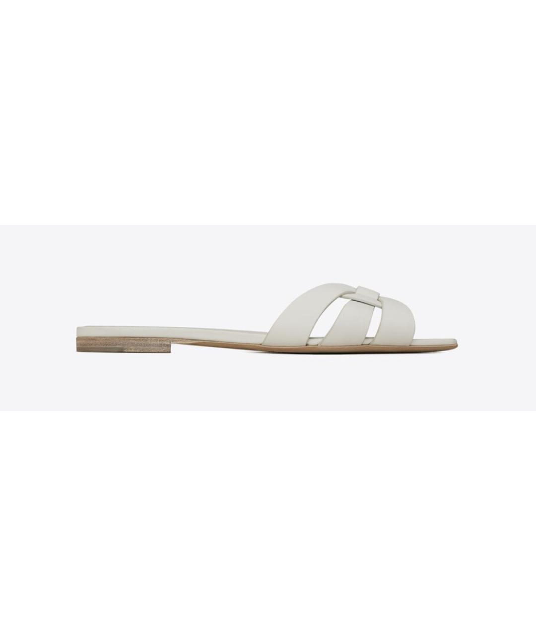 SAINT LAURENT Белые кожаные сандалии, фото 8