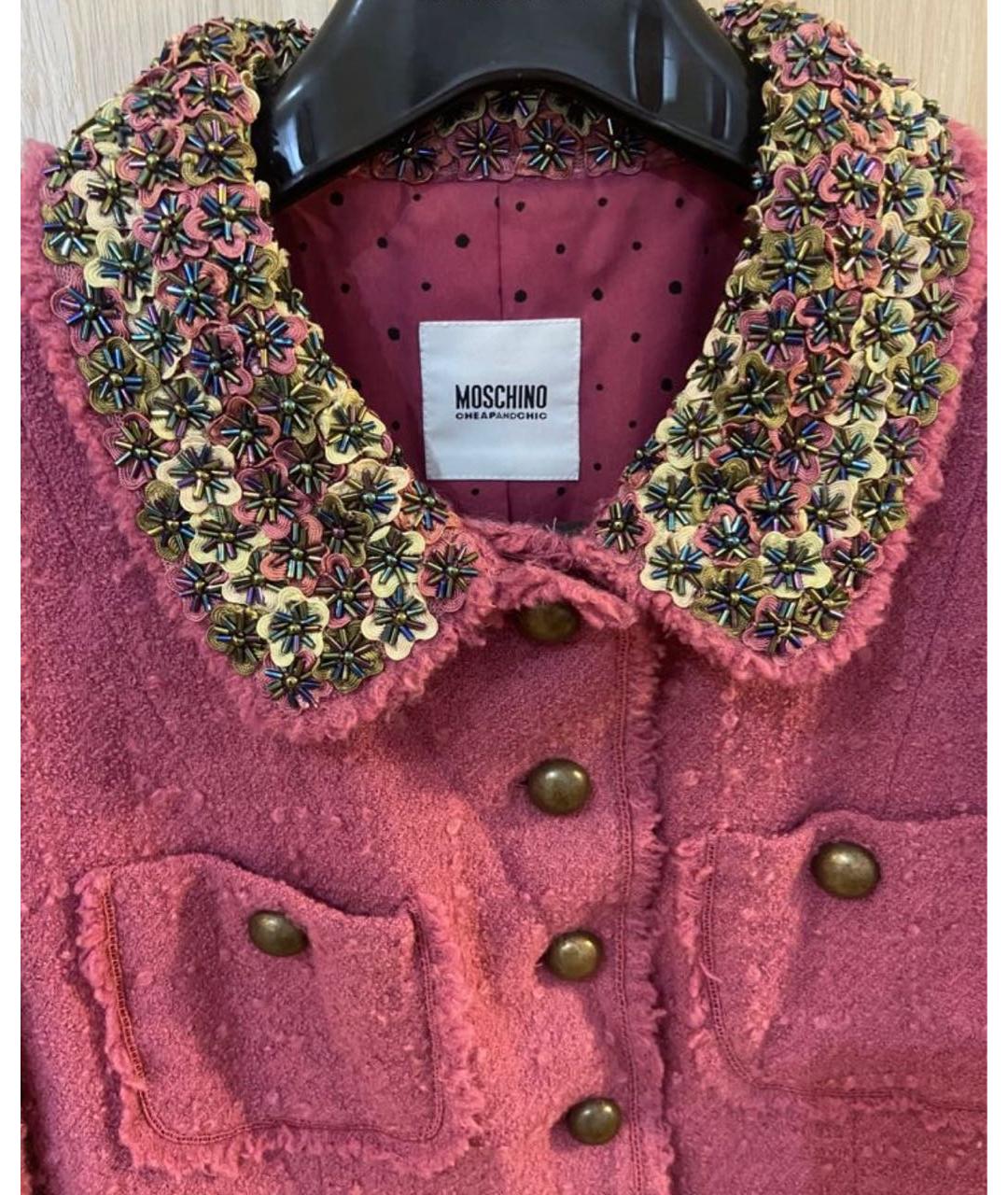 MOSCHINO Розовый шерстяной жакет/пиджак, фото 3