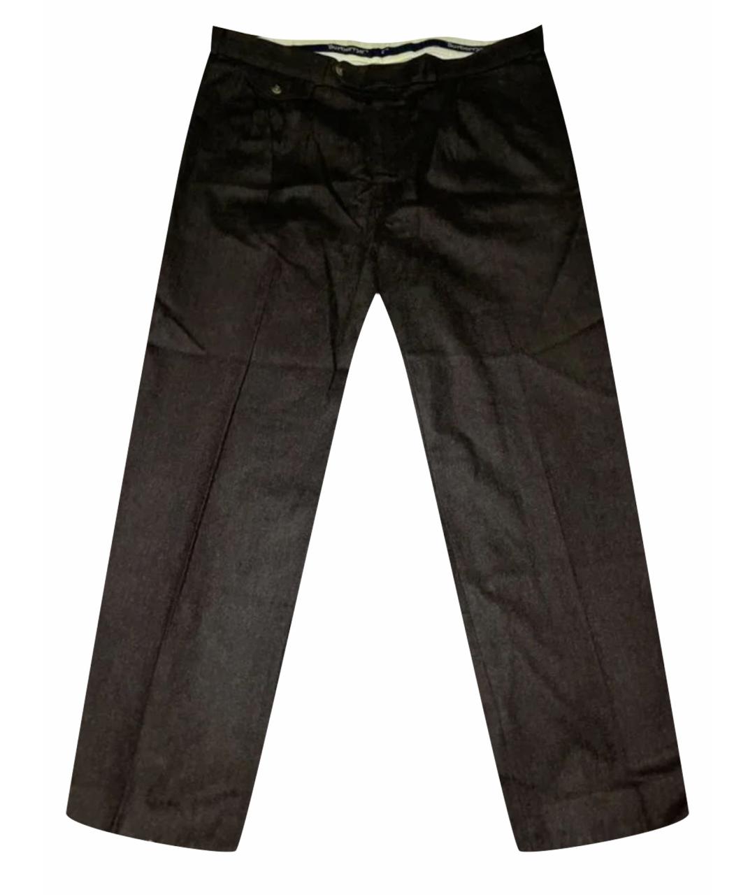 BURBERRY Коричневые шерстяные классические брюки, фото 1