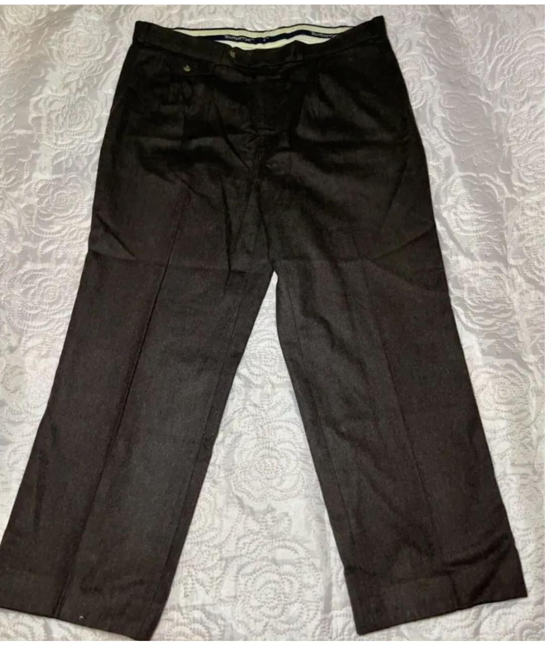 BURBERRY Коричневые шерстяные классические брюки, фото 6