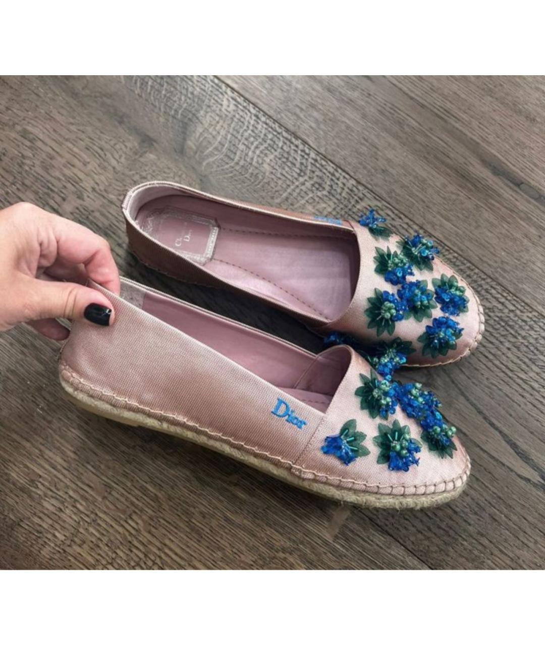 CHRISTIAN DIOR Розовые текстильные эспадрильи, фото 5