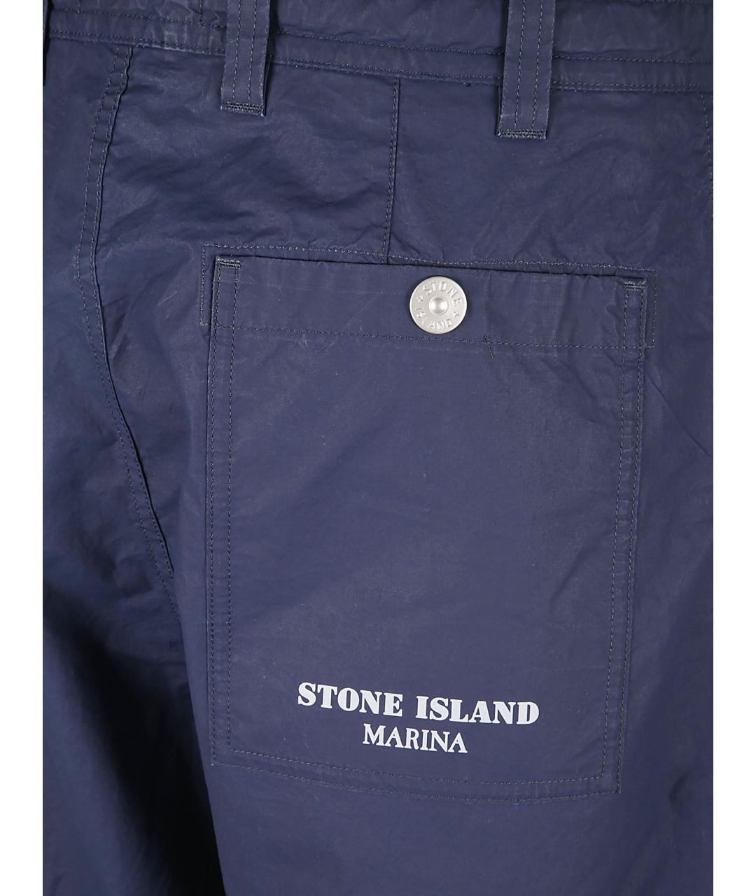 STONE ISLAND Темно-синие хлопковые повседневные брюки, фото 3