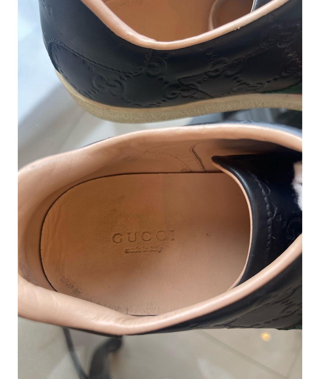 GUCCI Черные кожаные кеды, фото 6