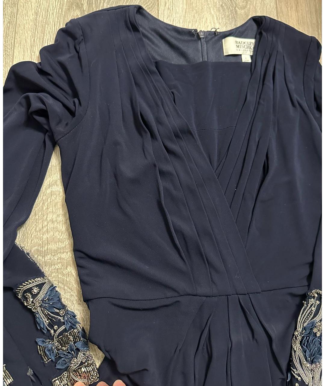 BADGLEY MISCHKA Темно-синее вискозное вечернее платье, фото 4