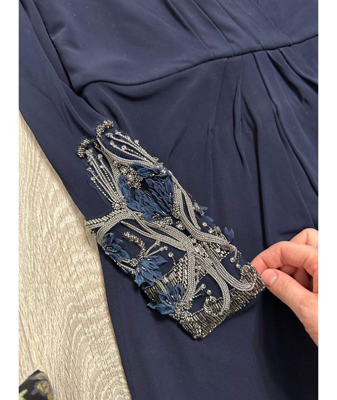 BADGLEY MISCHKA Темно-синее вискозное вечернее платье, фото 5
