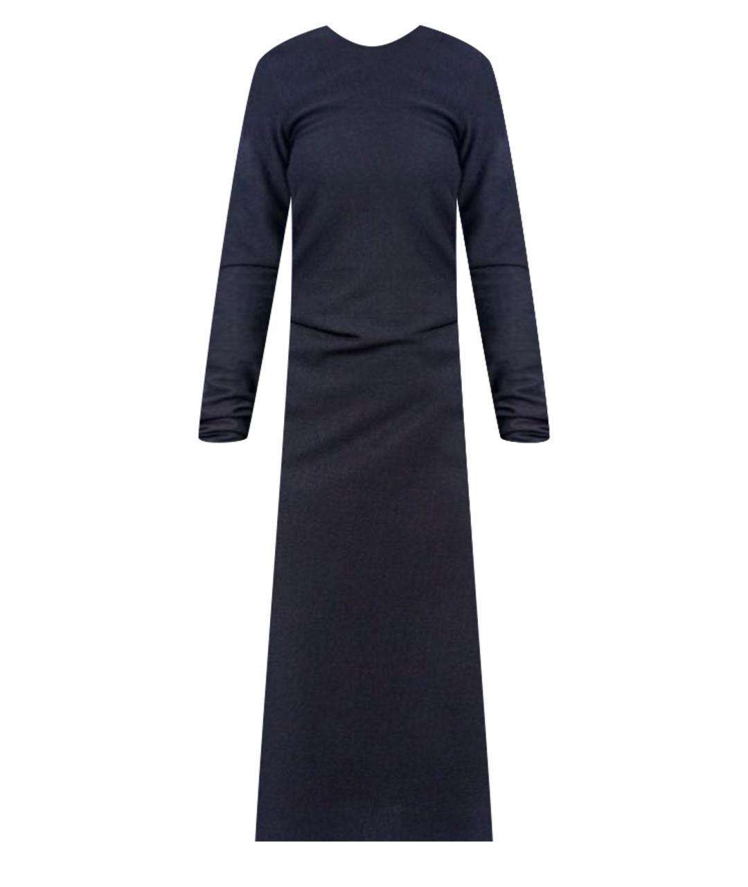 JIL SANDER Темно-синее шерстяное повседневное платье, фото 1