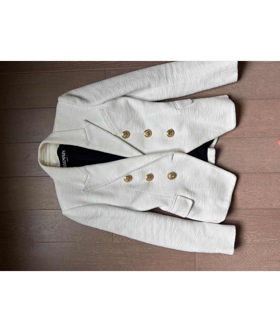 BALMAIN Белый хлопковый жакет/пиджак, фото 3