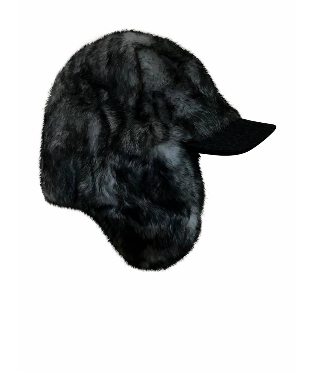 MONCLER Антрацитовая шерстяная шапка, фото 1