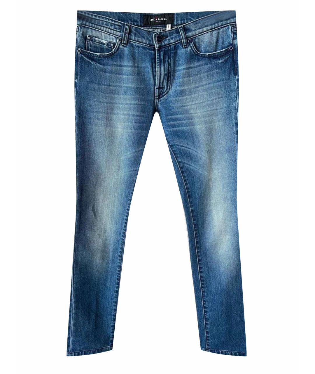 KITON Синие хлопковые джинсы слим, фото 1