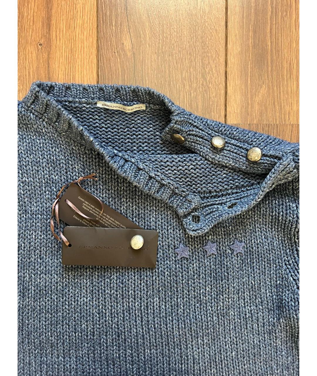 ERMANNO SCERVINO Синий хлопковый джемпер / свитер, фото 3