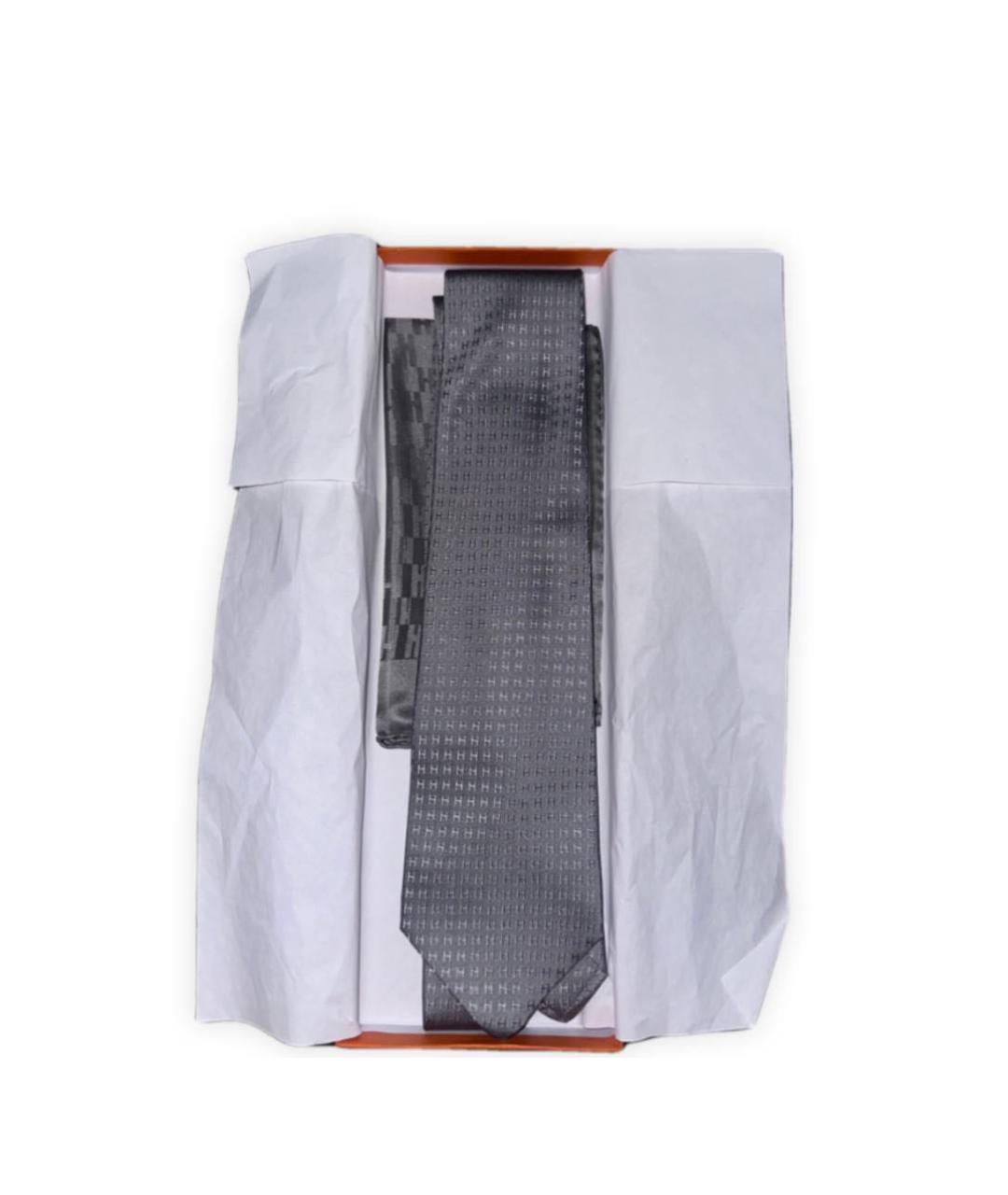 HERMES PRE-OWNED Серый шелковый галстук, фото 3