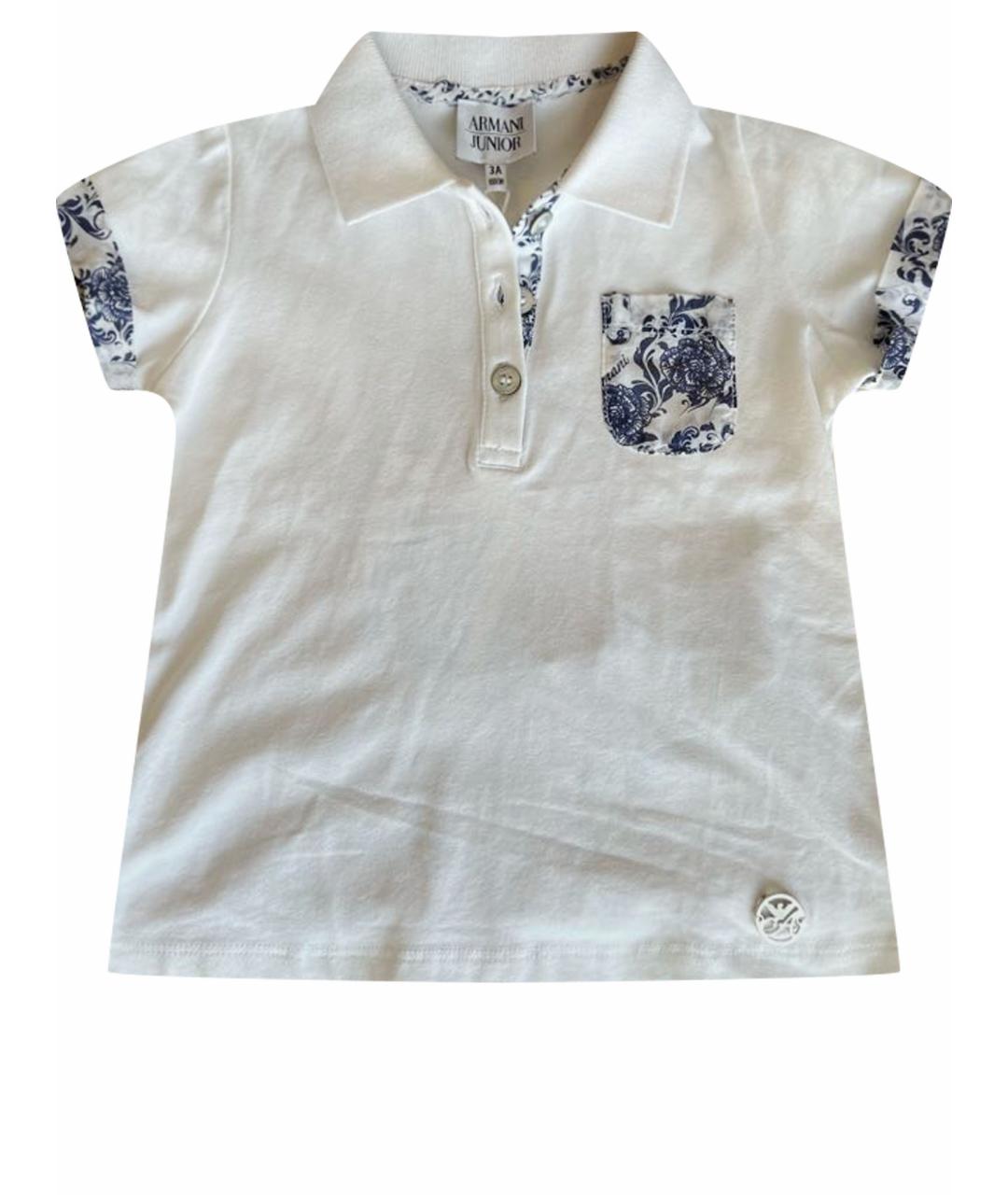 ARMANI JUNIOR Белый хлопковый футболка / топ, фото 1