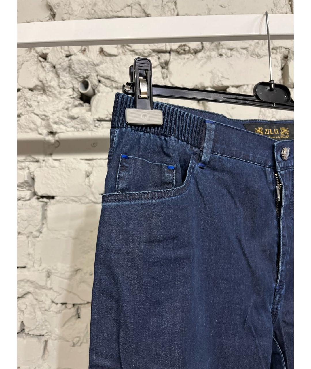 ZILLI Темно-синие хлопко-эластановые джинсы скинни, фото 2