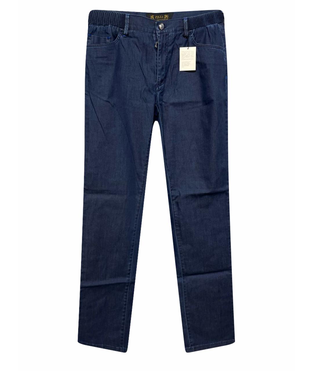 ZILLI Темно-синие хлопко-эластановые джинсы скинни, фото 1