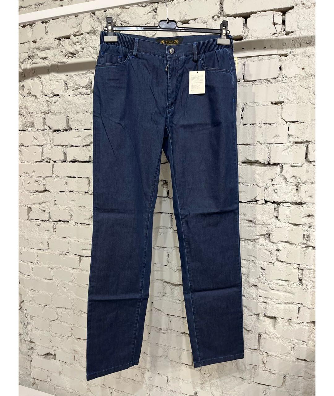 ZILLI Темно-синие хлопко-эластановые джинсы скинни, фото 5