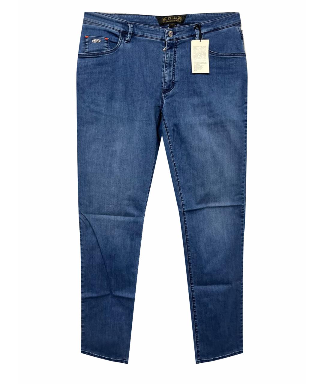 ZILLI Синие хлопко-эластановые джинсы скинни, фото 1