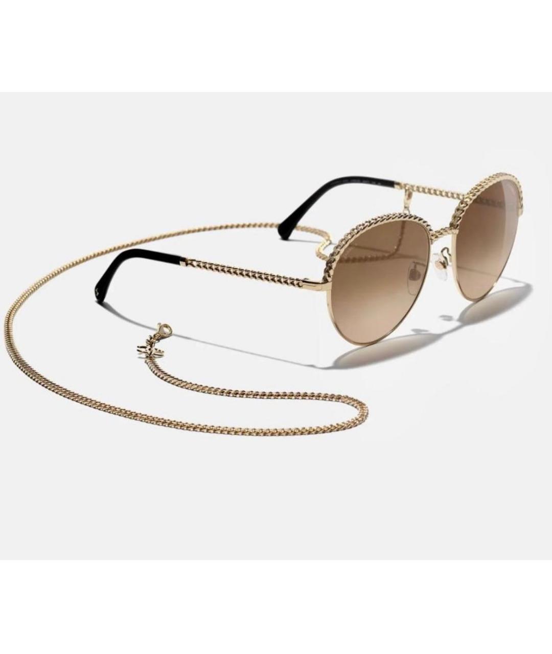 CHANEL PRE-OWNED Золотые металлические солнцезащитные очки, фото 9