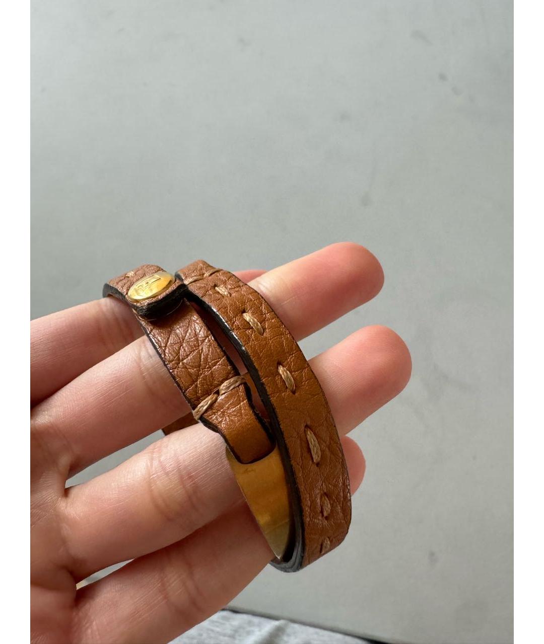 FENDI Коричневый кожаный браслет, фото 4