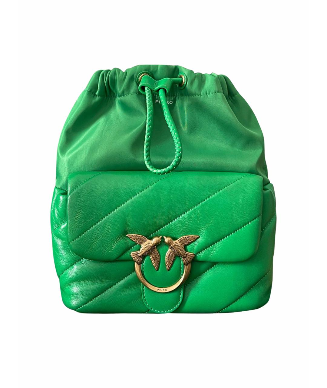 PINKO Зеленый кожаный рюкзак, фото 1