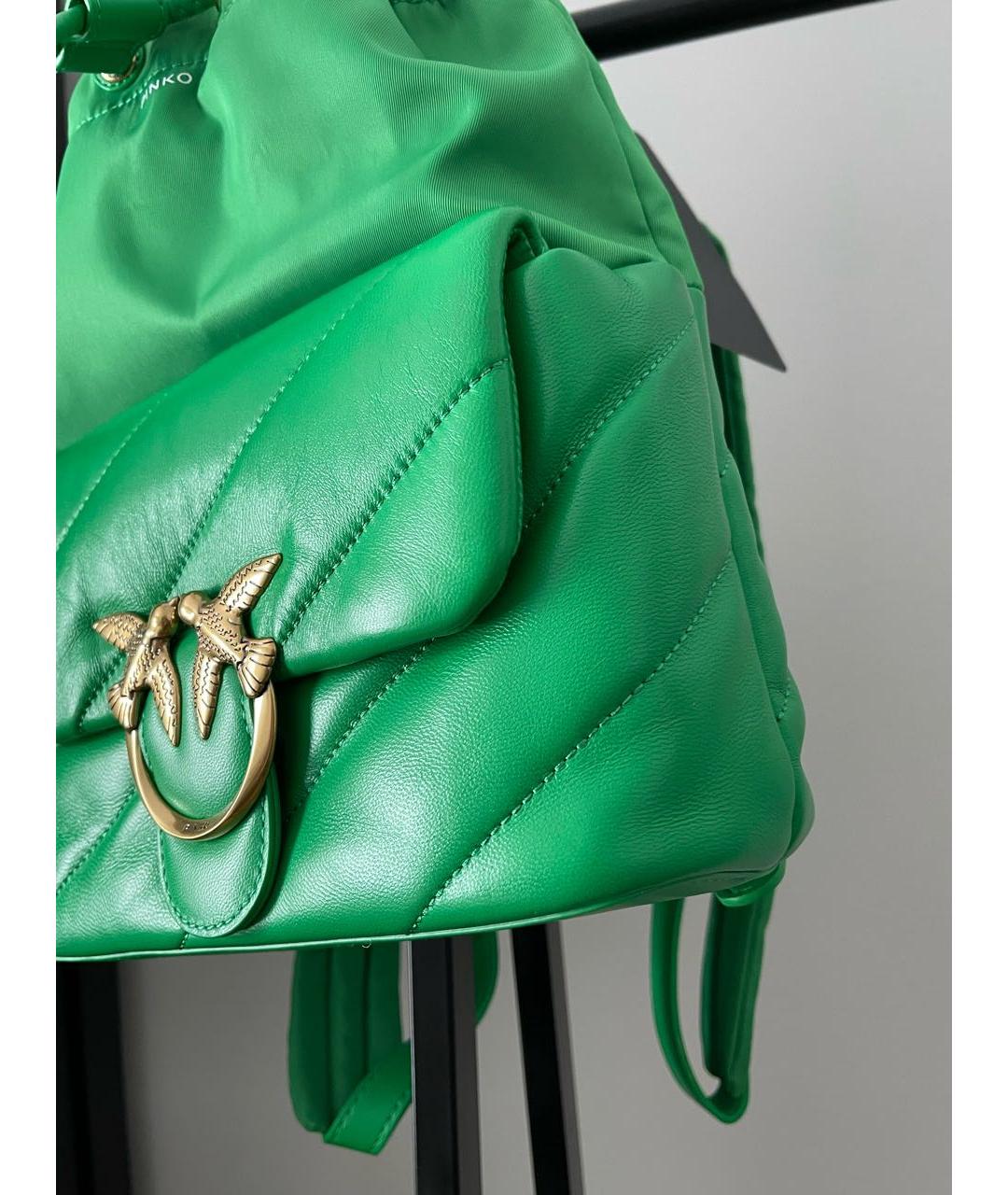 PINKO Зеленый кожаный рюкзак, фото 7