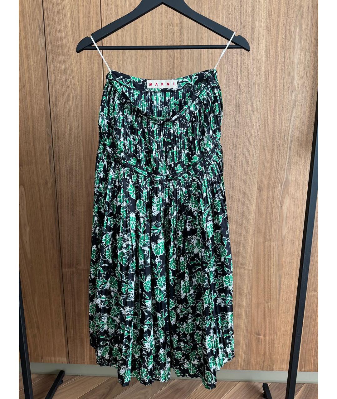 MARNI Зеленая шелковая юбка макси, фото 8