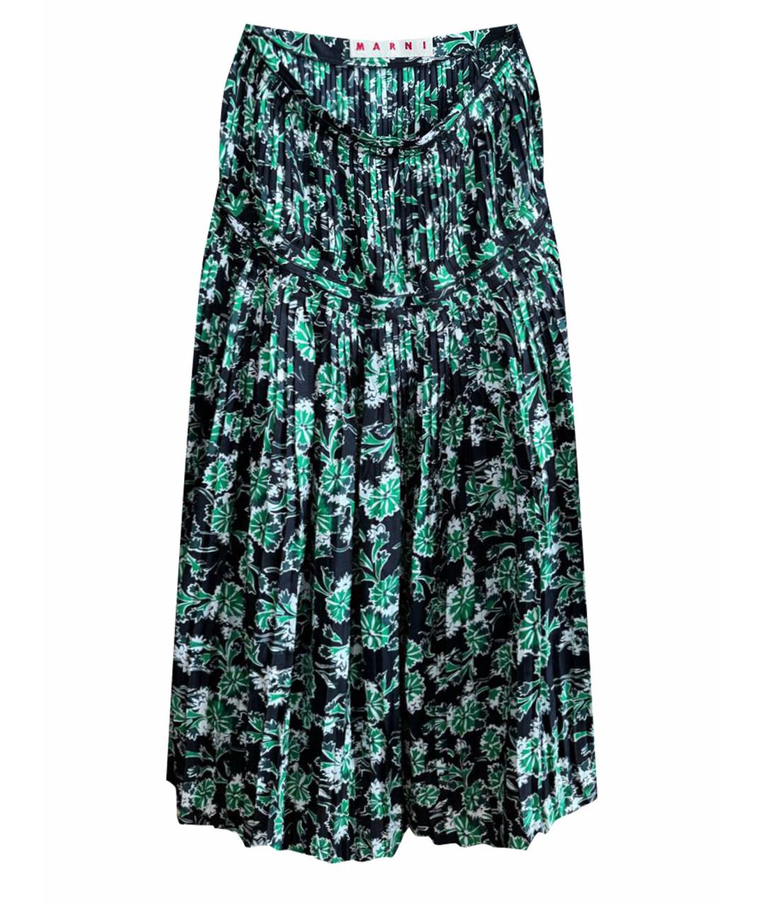 MARNI Зеленая шелковая юбка макси, фото 1