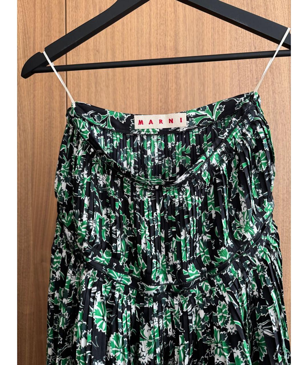 MARNI Зеленая шелковая юбка макси, фото 4