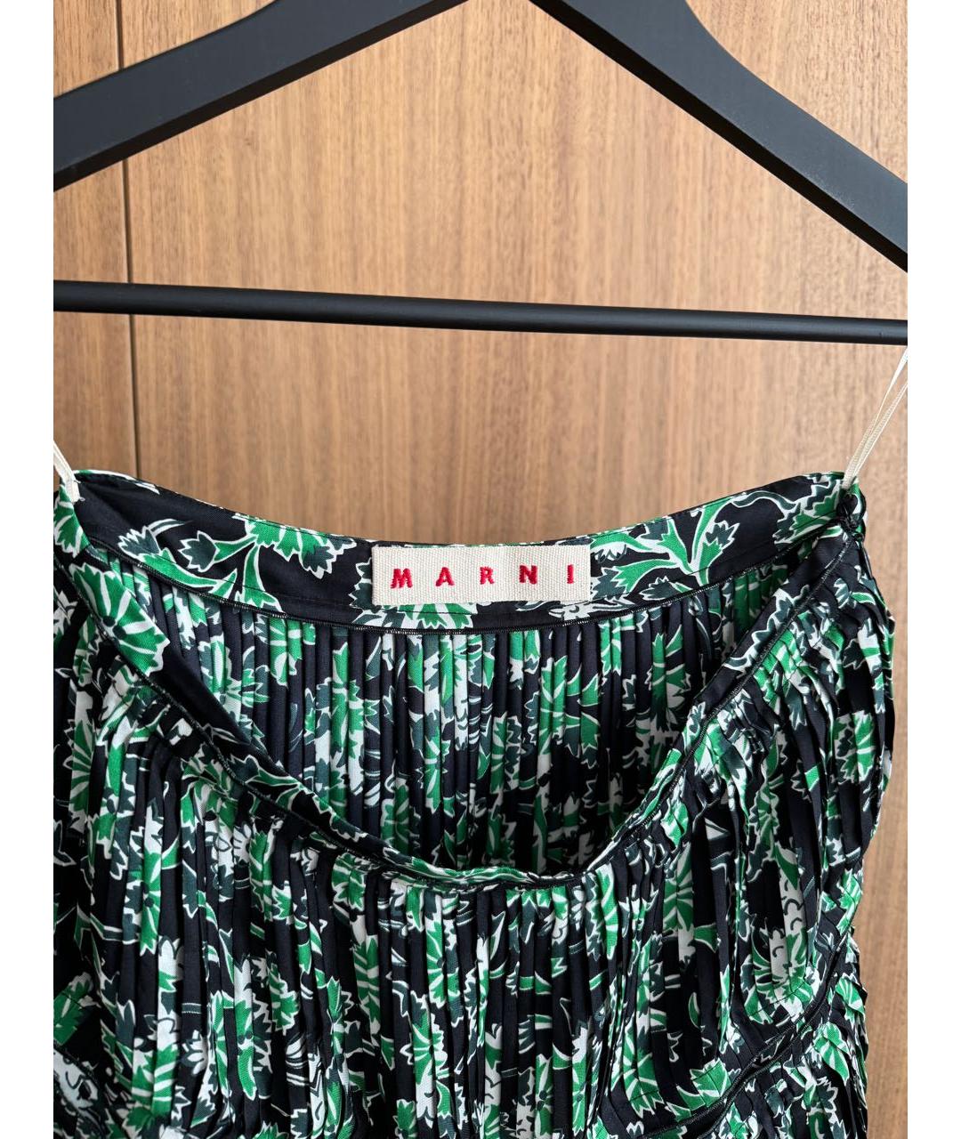 MARNI Зеленая шелковая юбка макси, фото 3