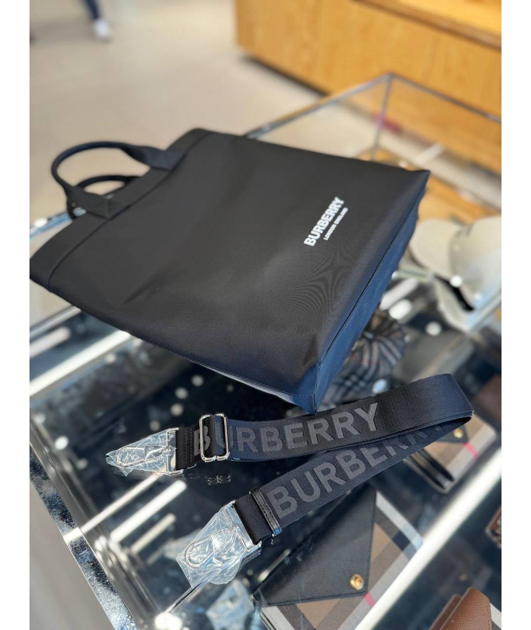 BURBERRY Черная синтетическая сумка с короткими ручками, фото 3