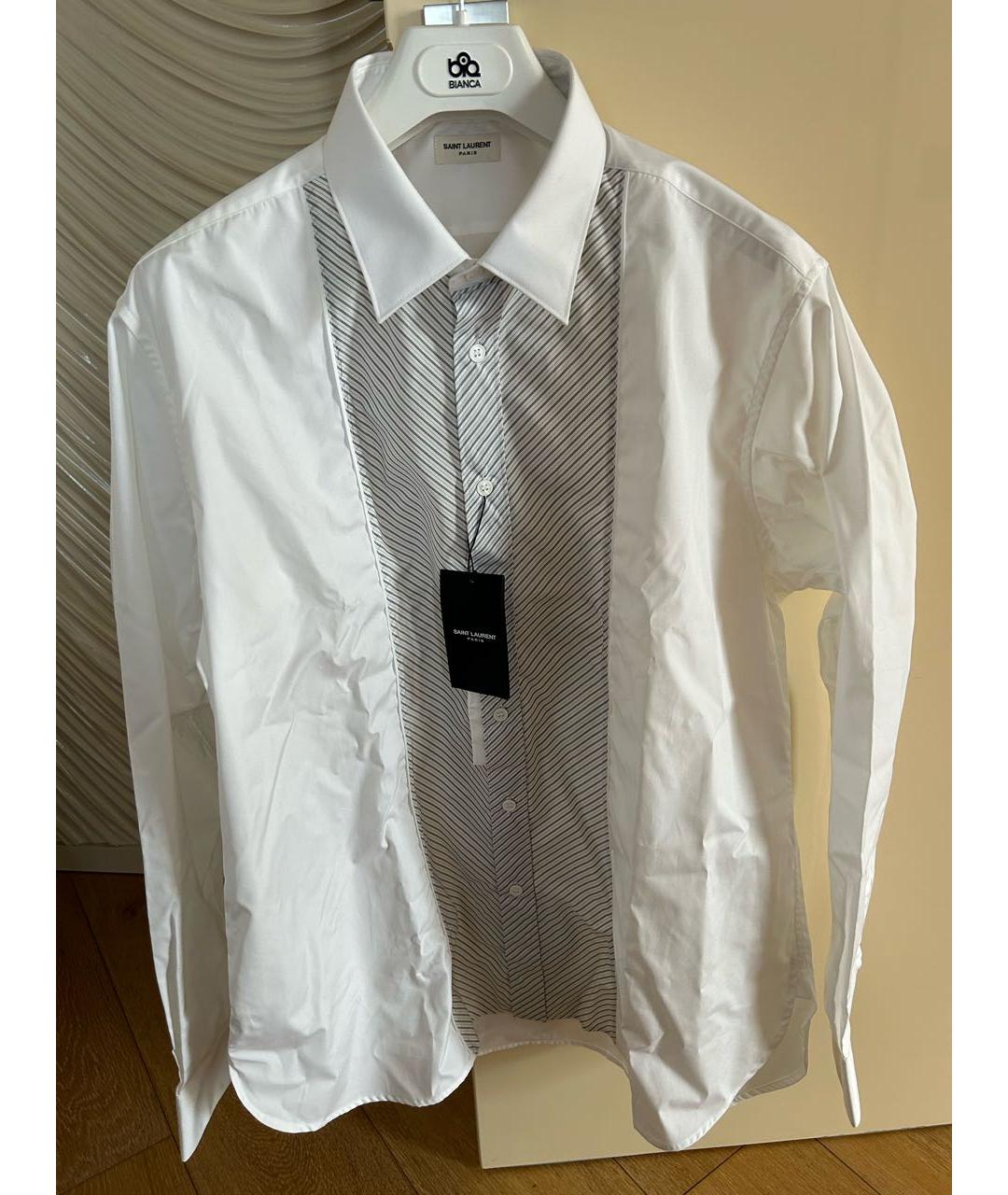 SAINT LAURENT Белая хлопковая классическая рубашка, фото 2